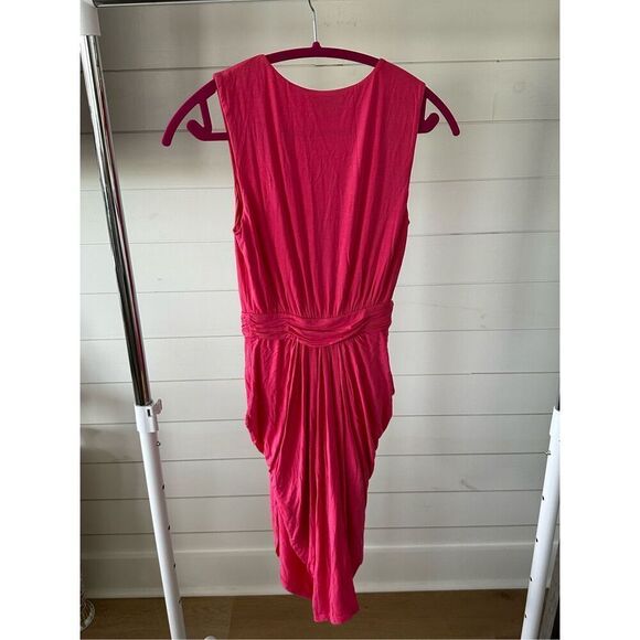 Bebe Faux Wrap Plunge Neck Mini Dress Pink Sz XS - Picture 6 of 12